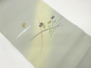 月に草花模様刺繍暈し名古屋帯